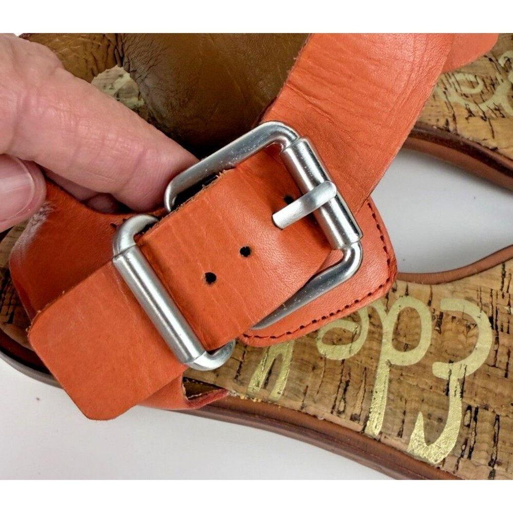 Sam Edelman Trina Sandals Leopard Print Mandarin Orange Cork Block Heel 6M - Picture 6 of 16